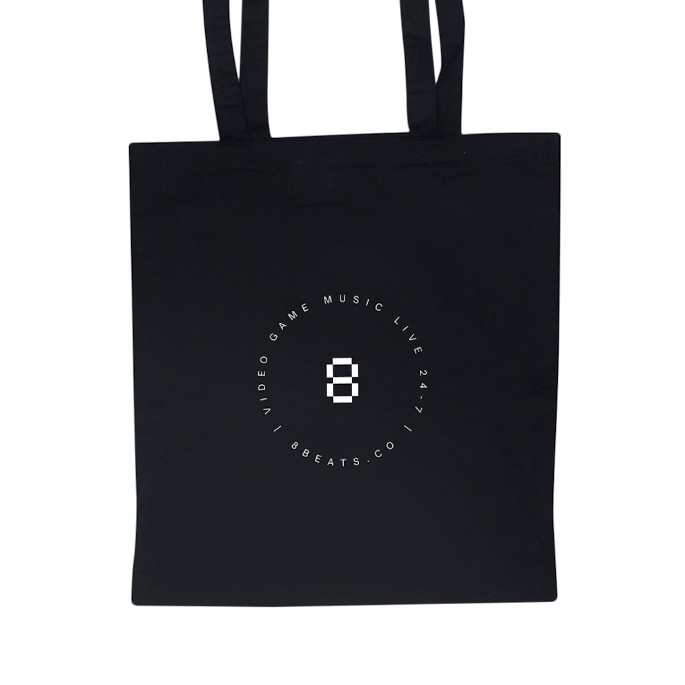 Black cotton tote bag with printed 8Beats design on one side.

· 38 x 42 cm
· 10 L
· DTG printing made in France 
· 100% cotton 
· 140 gr/m²